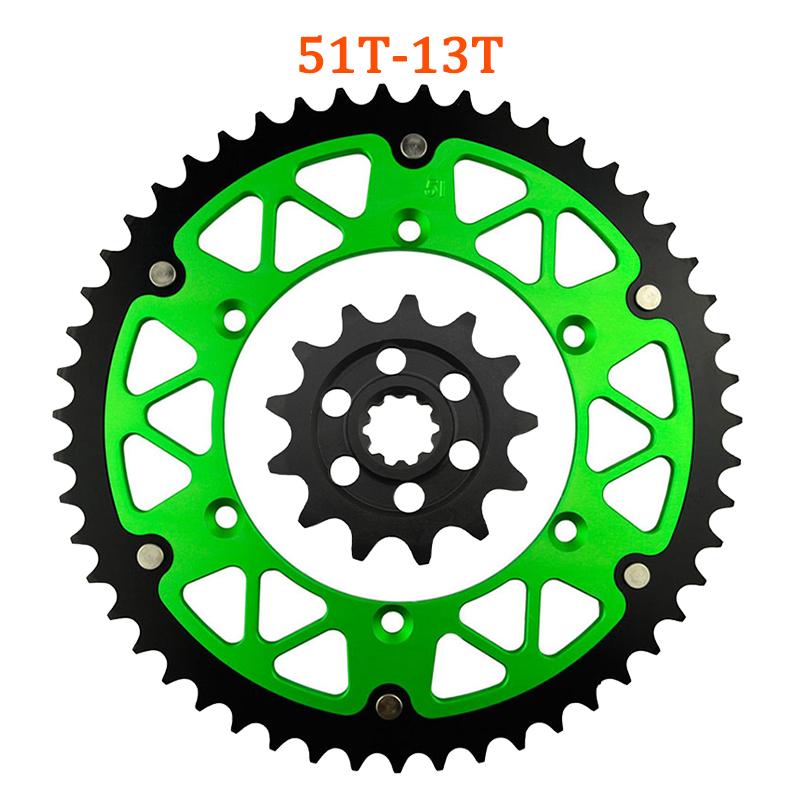 Motorcycle 45T-52T 13T Front & Rear Sprocket For KAWASAKI 250 KX250F KX250E KX250 KX 250 F E Enduro 2004-200