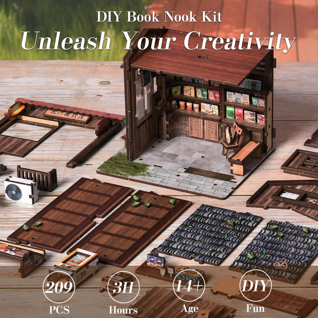 CRESYMME Miniature House Dollhouse Book Nook Kit Wooden DIY 3D Hobby Handmade Era General (Showa Store)