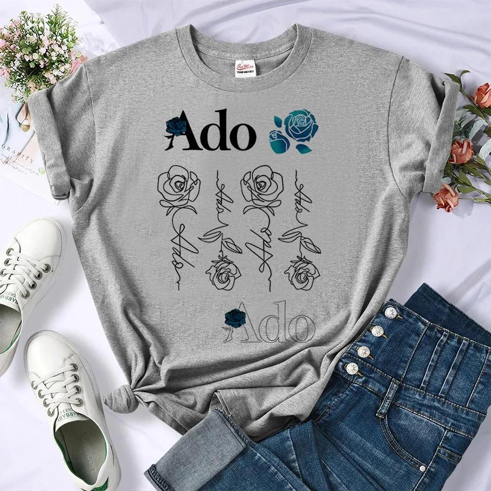 Ado T-shirts Women Anime Designer Top Girl Japanese Harajuku Clothes Funny Trip T-shirts Fashion T-Shirt Summer Street Tops