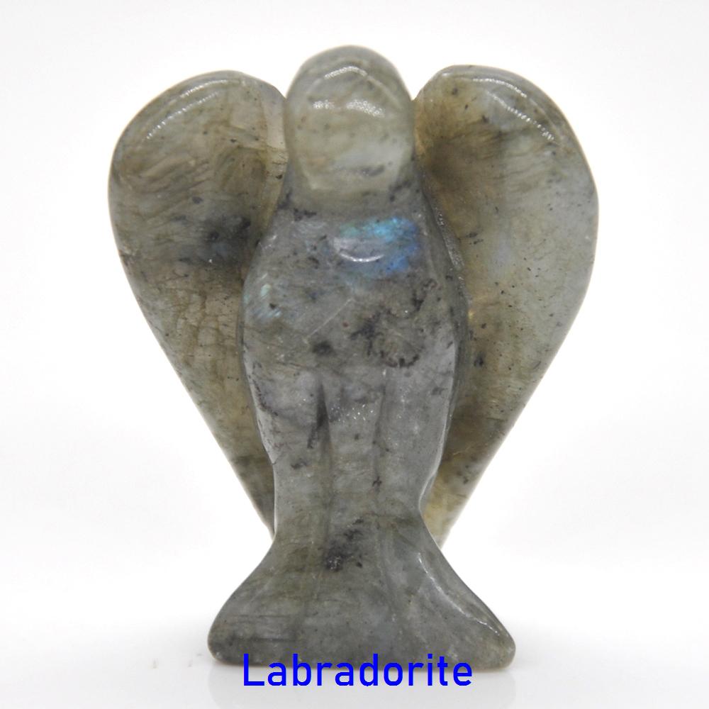 1.5" Guardian Angel Figurine Natural Healing Crystal Statue Home Stone Decor Study Craft Gift Trinket Room Ornament