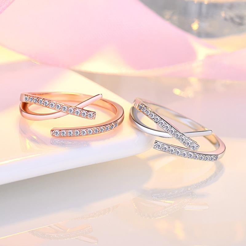 Ladies Cross Crystal Adjustable Open Rings Jewelry