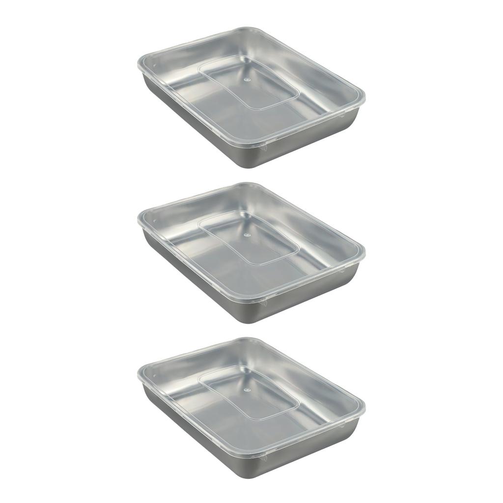 3PCS Leak Proof Stainless Steel Food Storage Box with Effective Sealing Lid