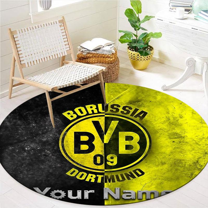 Borussia Custom Name Round Area Rug,Carpet Rug for Living Room Bedroom Sofa Playroom Decor,Non-slip Floor Mat