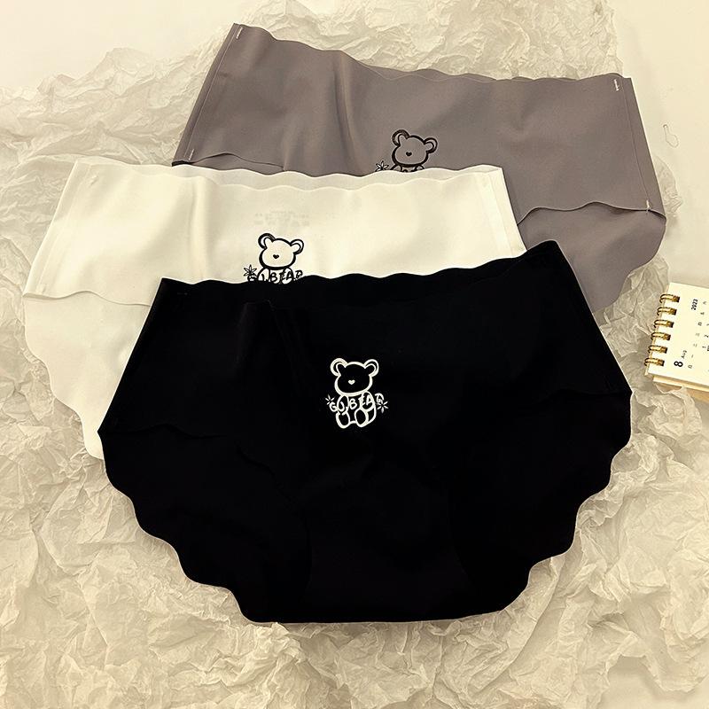 New Girls' Teddy Bear Thin Ice Silk Underwear Panties Seamless Breathable Knickers Women's Cotton Crotch Triangle Underwear Briefs Underpants