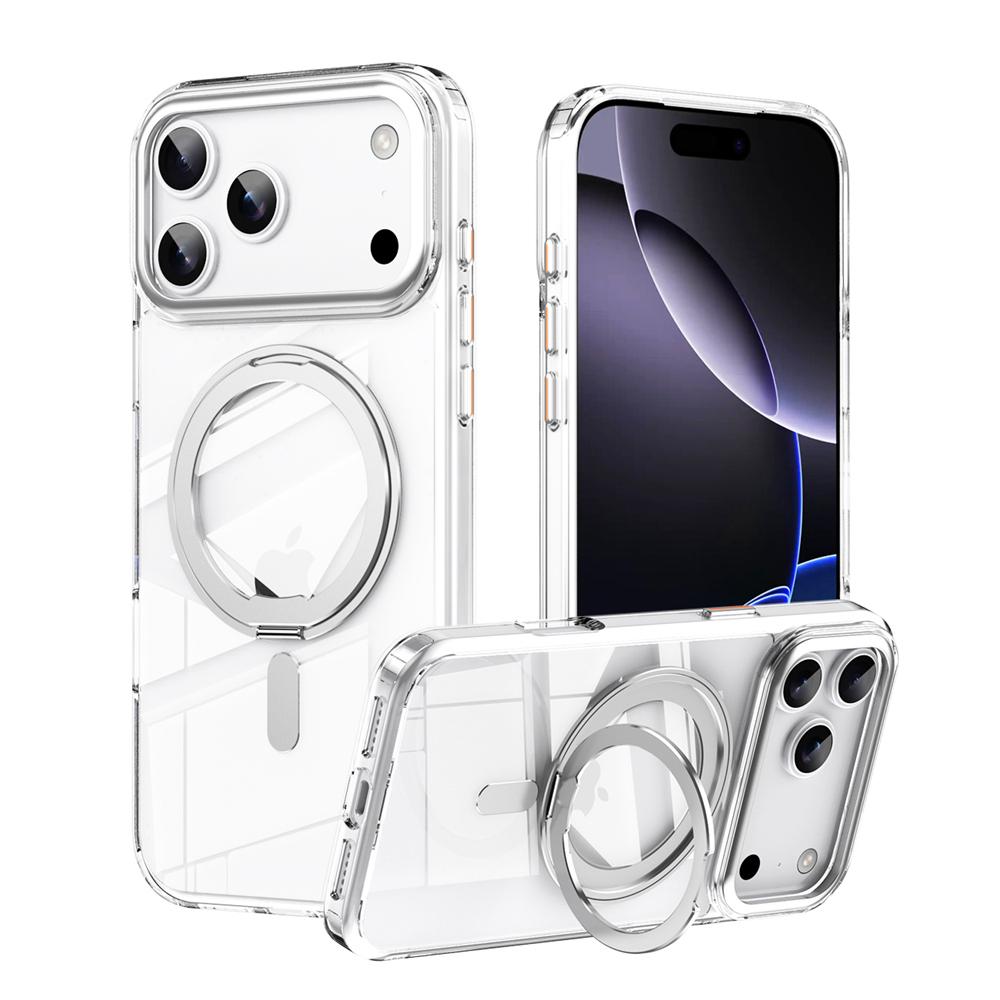 KEYSION Husă Mată Transparentă Rezistentă la Șocuri pentru MagSafe pentru iPhone 17 Pro Max 360° Suport Inel Magnetic Încărcare Wireless Acoperire Spate Telefon