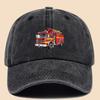 Pc Polyester Illustrated Fire Truck Creative Minimalist Themed Design Printed Baseball Cap Urban Casual Headwear Black Papa T