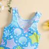 Girl's Shell Print One-Piece Swimsuit with Skirt - Beach & Sunscreen Ready