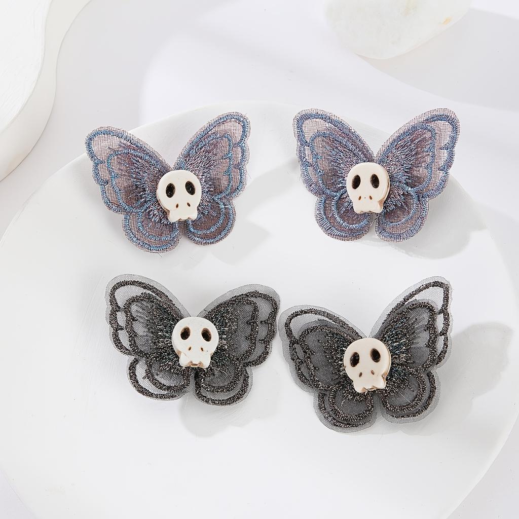 4pcs Bold Butterfly Skull Design Hair Clips - Punk Rock Inspired Barrettes for Women, Cosplay Accessories, Y2K Aesthetic