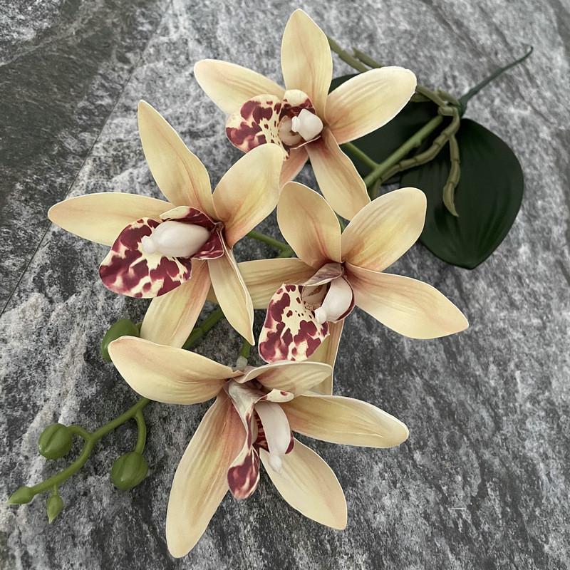 Eva Small 4head East Asian Orchid 3d Faux Flower For Wedding Home Decor And Photography Props