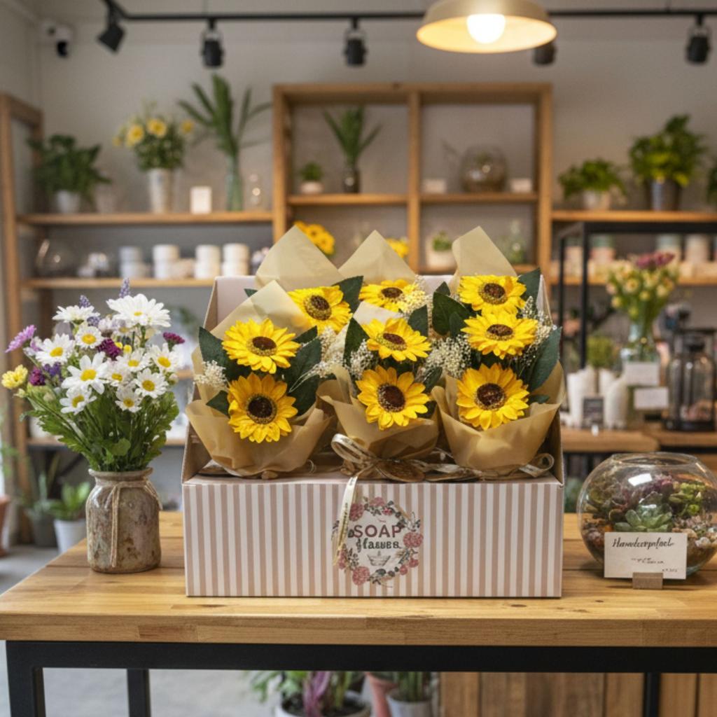 Soap Flower – Two Sunflower Bouquet