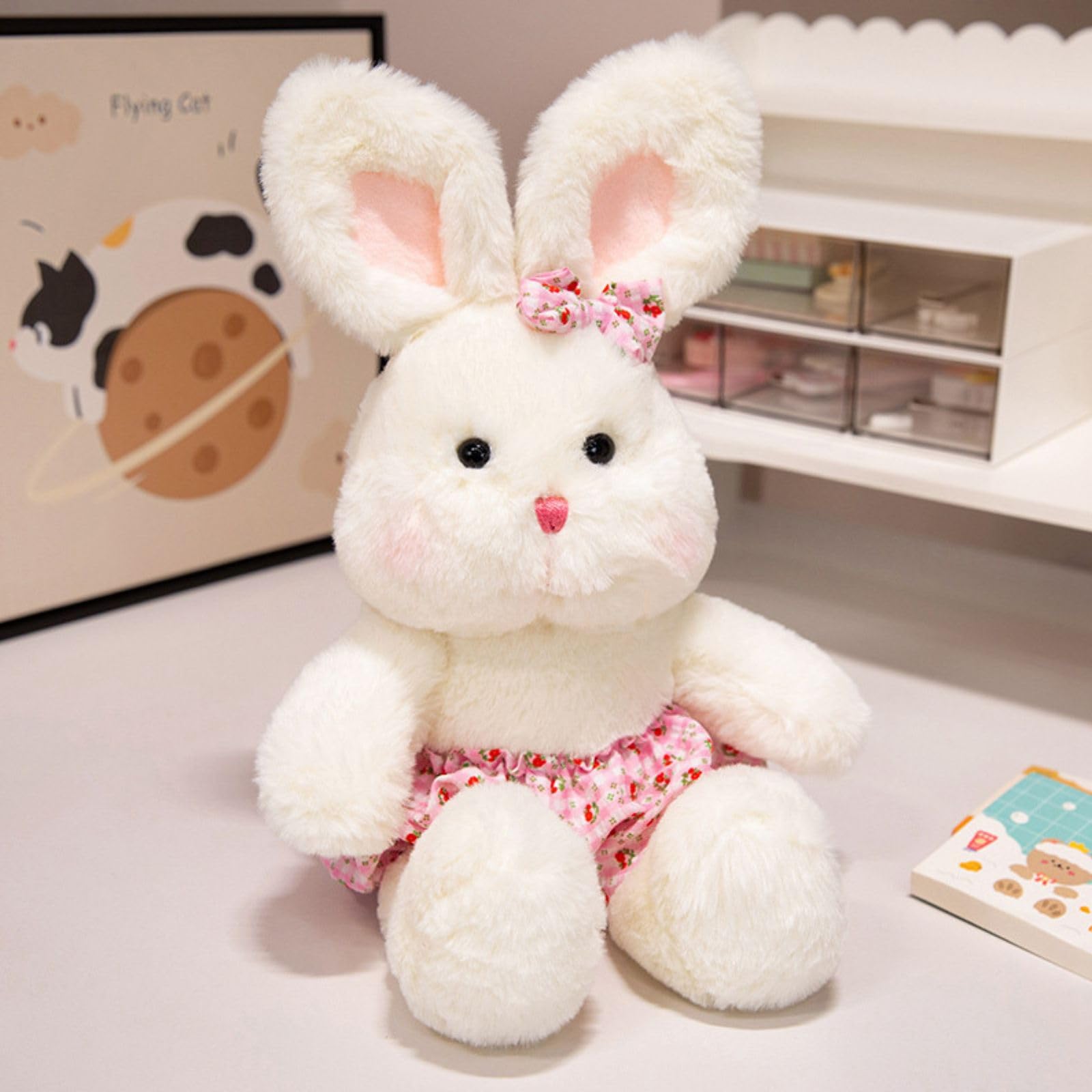 

Cute fluffy plush rabbit perfect as a gift for kids toy, 40cm, (pink) розовый