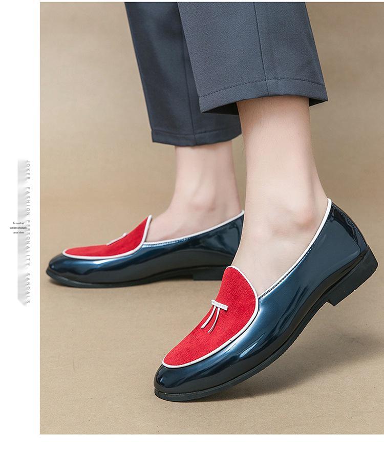 Men's British Style Slip-On Leather Loafers: Plus Size, Color Block, Pointed Toe, Bow Detail, Formal & Casual.