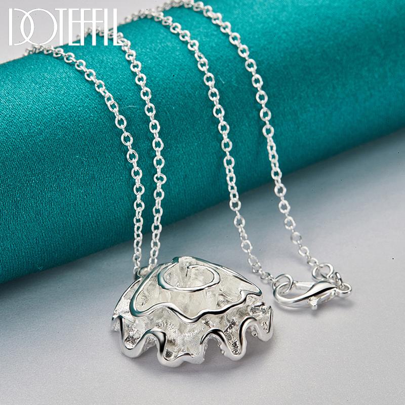 DOTEFFIL 925 Sterling Silver Rose Flower Pendant Necklace for Women Wedding Party Fashion Jewelry