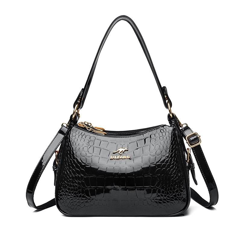 

Маленькая квадратная сумка из лакированной кожи большой вместимости, женская качественная сумка через плечо, сумка-тоут на одно плечо чёрный