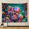 1pc Skeleton flower fluorescent tapestry, UV tapestry, plant mushroom tapestry, bedroom aesthetic decoration wall hanging