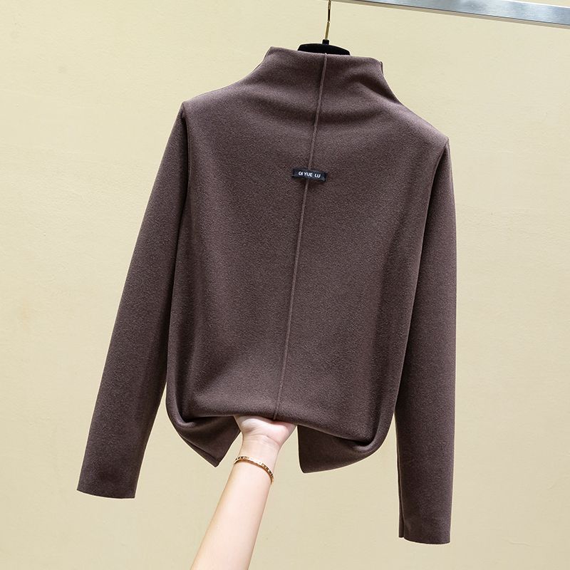 

Теплая футболка с полувысоким воротником, женская, зимняя, больших размеров, легко сочетается, с длинными рукавами, для ношения под низ, топы, нижнее белье, бархатная подкладка, утолщенный свитер Dark brown L (Recommendation 50.00 kg-60.00 kg