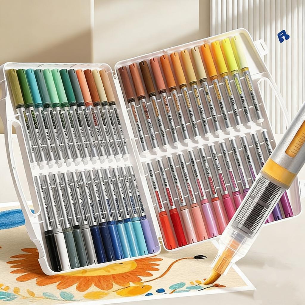 Soft Brush Tip Liquid Acrylic Markers 12/18/36 Colors Non-Bleeding Layerable Paint Pens for Rocks Canvas Fabric Glass Wood Craft