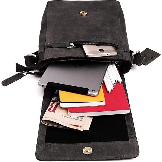 WildHorn Leather 8.5 inch Sling Messenger Bag for Men I Travel Bag with Adjustable Strap I IDIMENSION: L- 8.5inch H- 10.5inch W- 3inch