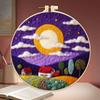 CHENISTORY Wool Felt Painting Diy Creative Making Wool Felt Kit With Embroidery Colorful Scenery Needle Wool Painting Complete K