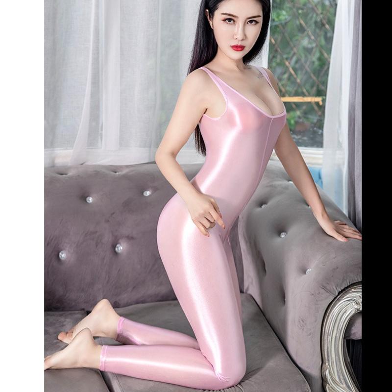Sexy Öl Glänzend Body Damen Transparent Reißverschluss Offener Schritt Jumpsuit Erotische Dessous Leotard Eng Anliegend Erwachsene Sex Porno Kostüme