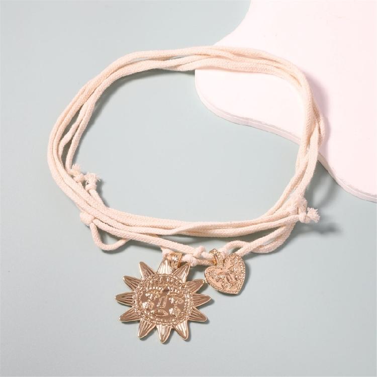Stylish Sun and Heart Long Necklace Adjustable Neckchain Fashionable Jewelry Stylish Women's Accessories for Casual Wear