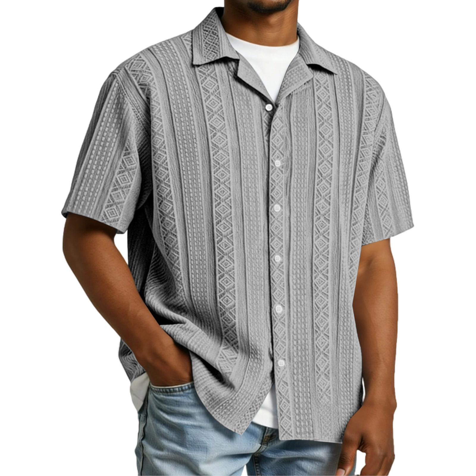 

Men s Vintage Short Sleeve Cardigan | Casual Button-Up Knit Top For Daily & Retro Wear XL