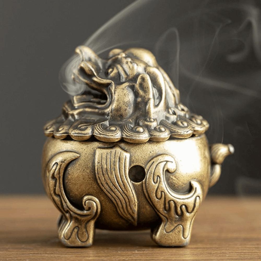 Alloy Brass Kirin Lion Incense Burner Vintage Chinese Style Vintage Alloy Incense Burner Mini Size Sandalwood Censer