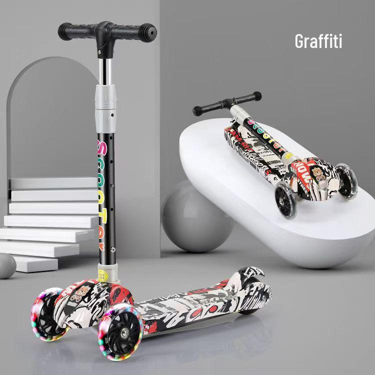 Foldable Children's Scooter with Music & Lights for Ages 3-12