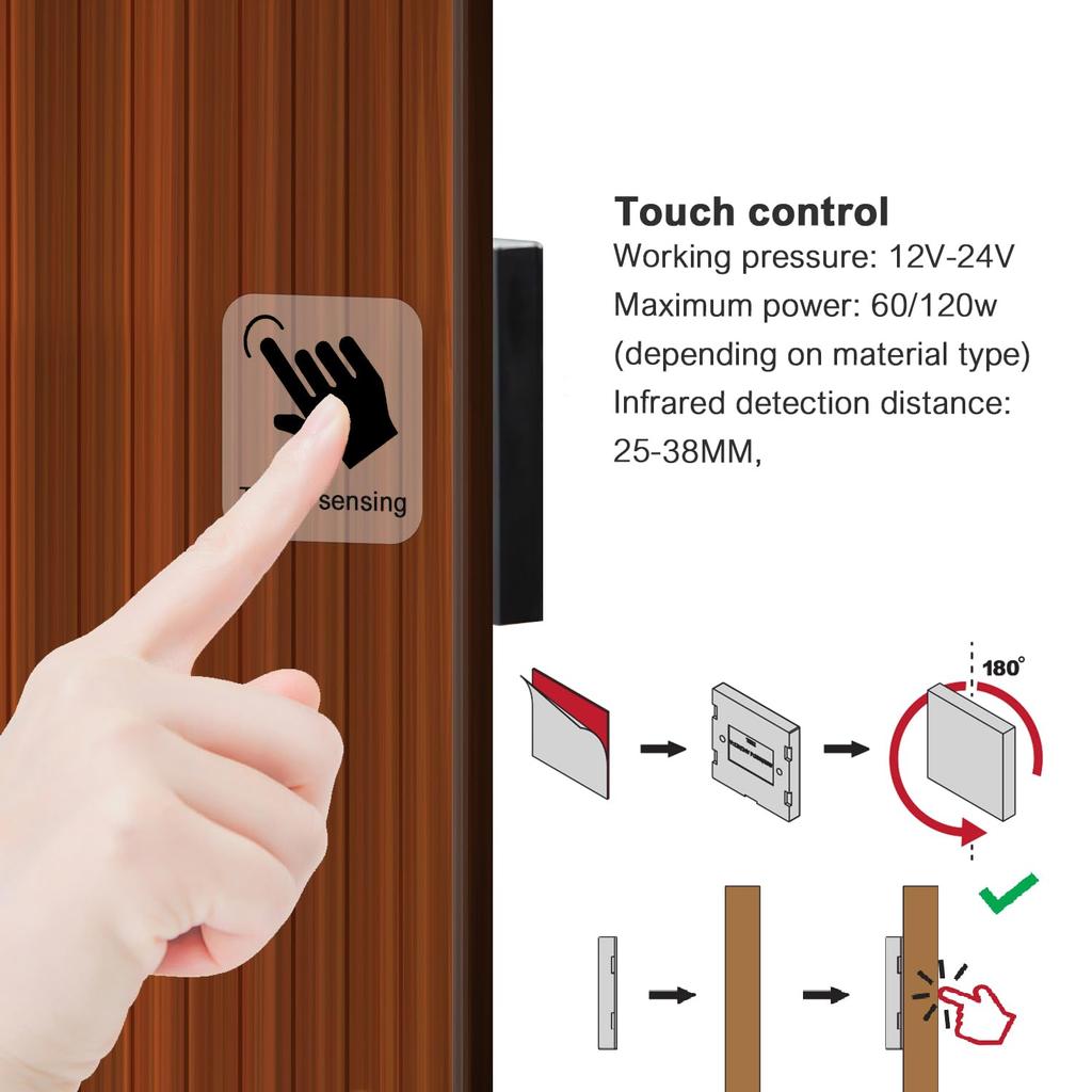 VST Dimmer Light Switch, Concealed Touch Dimmer Switch for Smart Home LED Lights, Penetrable Wood Stone Glass and Nonmetalic Material No Drilling