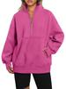 Autumn/Winter European & American Women's Pocket Half-Zip Loose Spliced Stand-Up Collar Fleece Sweatshirt