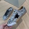 Fashion Spring Summer Fashion Casual Low-top Shiny Shoelaces Shoes Women's Round Toe Patchwork Diamond Heel Flat Bottom Sports Shoes