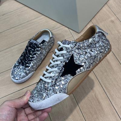 Modă Primăvară Vară Modă Casual Pantofi cu Șireturi Joși Strălucitori pentru Femei, cu Vârf Rotund, Patchwork, Toc Diamant, Talpă Plată, Pantofi Sport