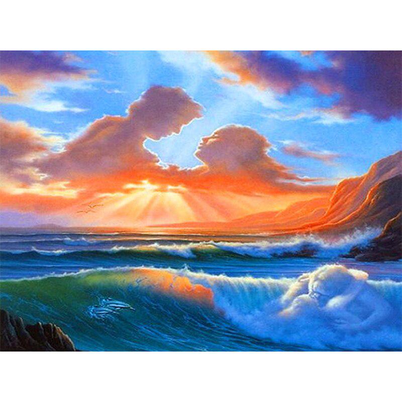 

Алмазная картина Любители в форме облаков Круглая алмазная мозаика Картина Вышивка Узор Вышивка 20X30CM