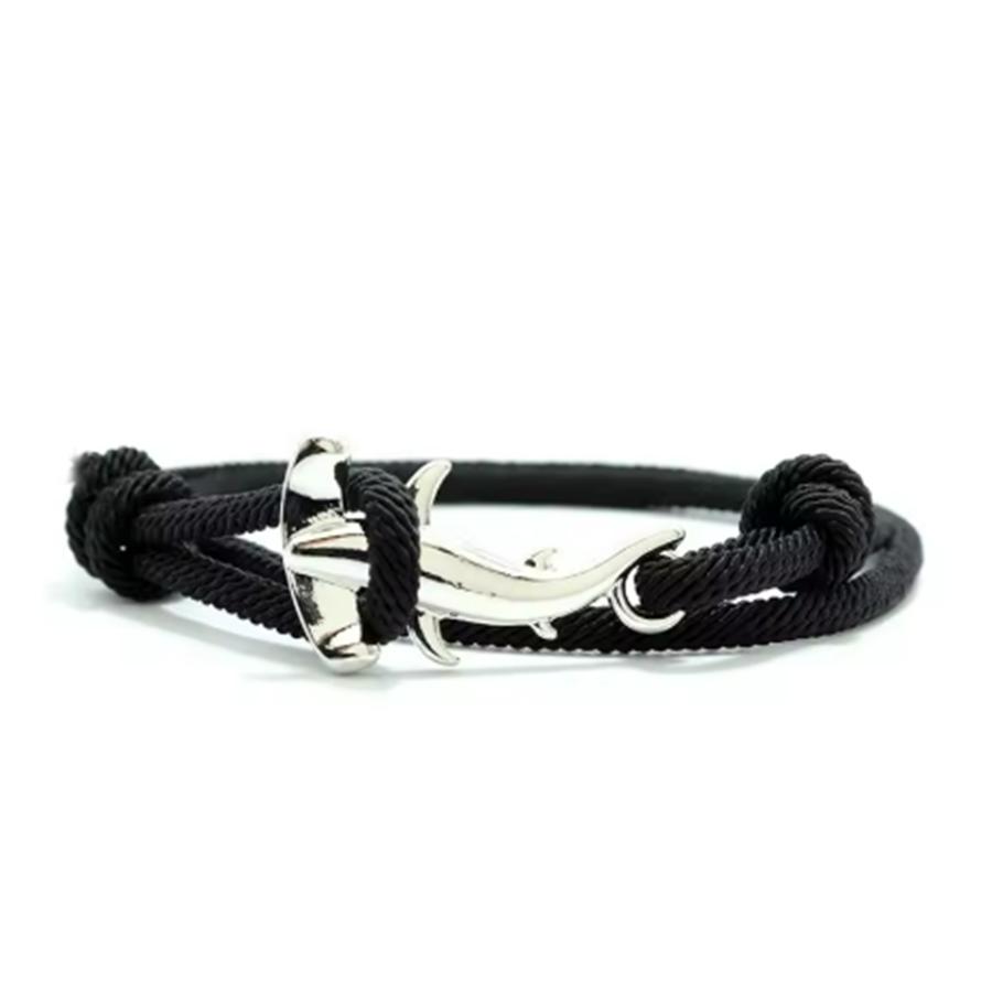 Double Layer Mens Shark Bracelet Sliding Adjustable 3mm Thin String Braslet Beach Nautical Silk Rope Braclet Pulseiras Hombre