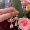Earrings Pearl Westwood Saturn Retro Jewelry Women Gifts Diamond Color