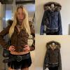 Faux Fur Trim Hooded Biker Jacket with Padded Insulation