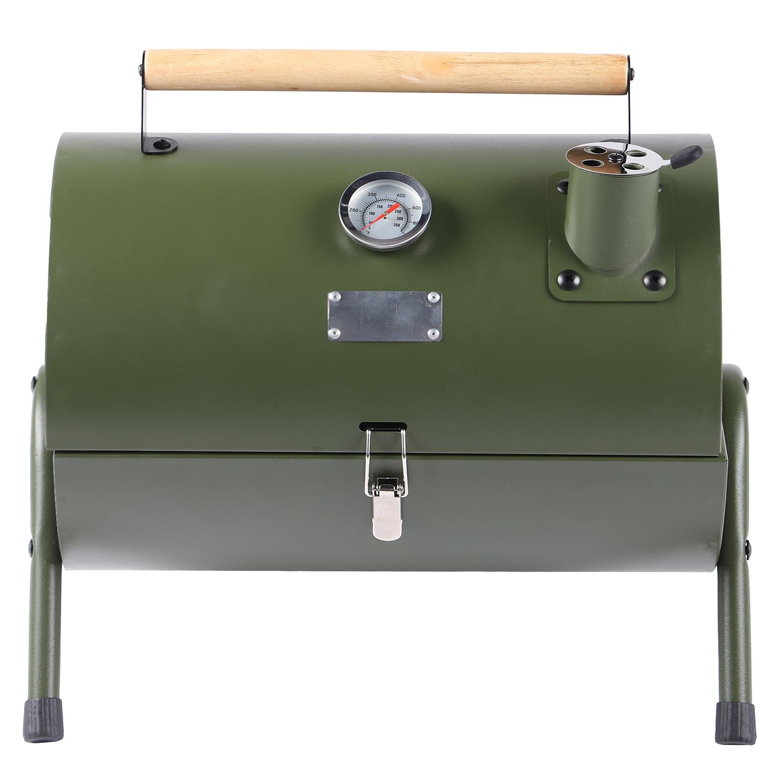 

Уличная печь-барбекю, портативный угольный гриль с термометром для пикника, кемпинга, походов Green