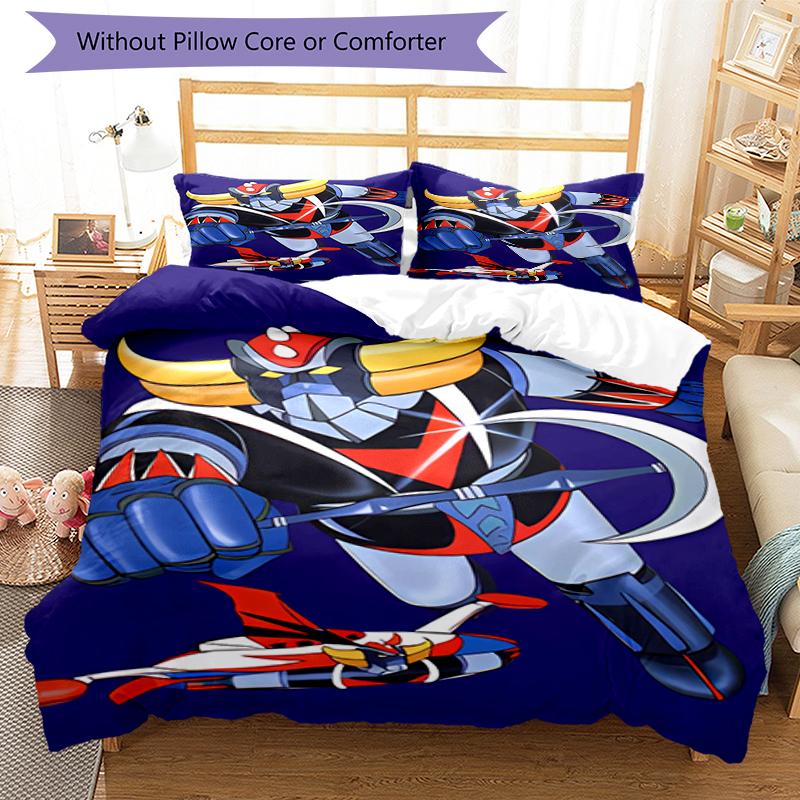 3pcs UFO Robo Grendizer2 pattern bedding set duvet cover set includes duvet cover &pillowcases, perfect all season bedroom decoration & gift