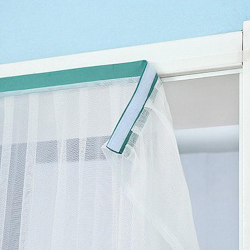 1PC Door Curtain Home Decoration Polyester Pleated Anti Mosquito Lace Embroidery Self Adhesive Double Layer