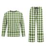 Men's Pajama Set Long Sleeve Top and Long Pants with Button Crotch and Elastic Drawstring Waist for Home Loungewear