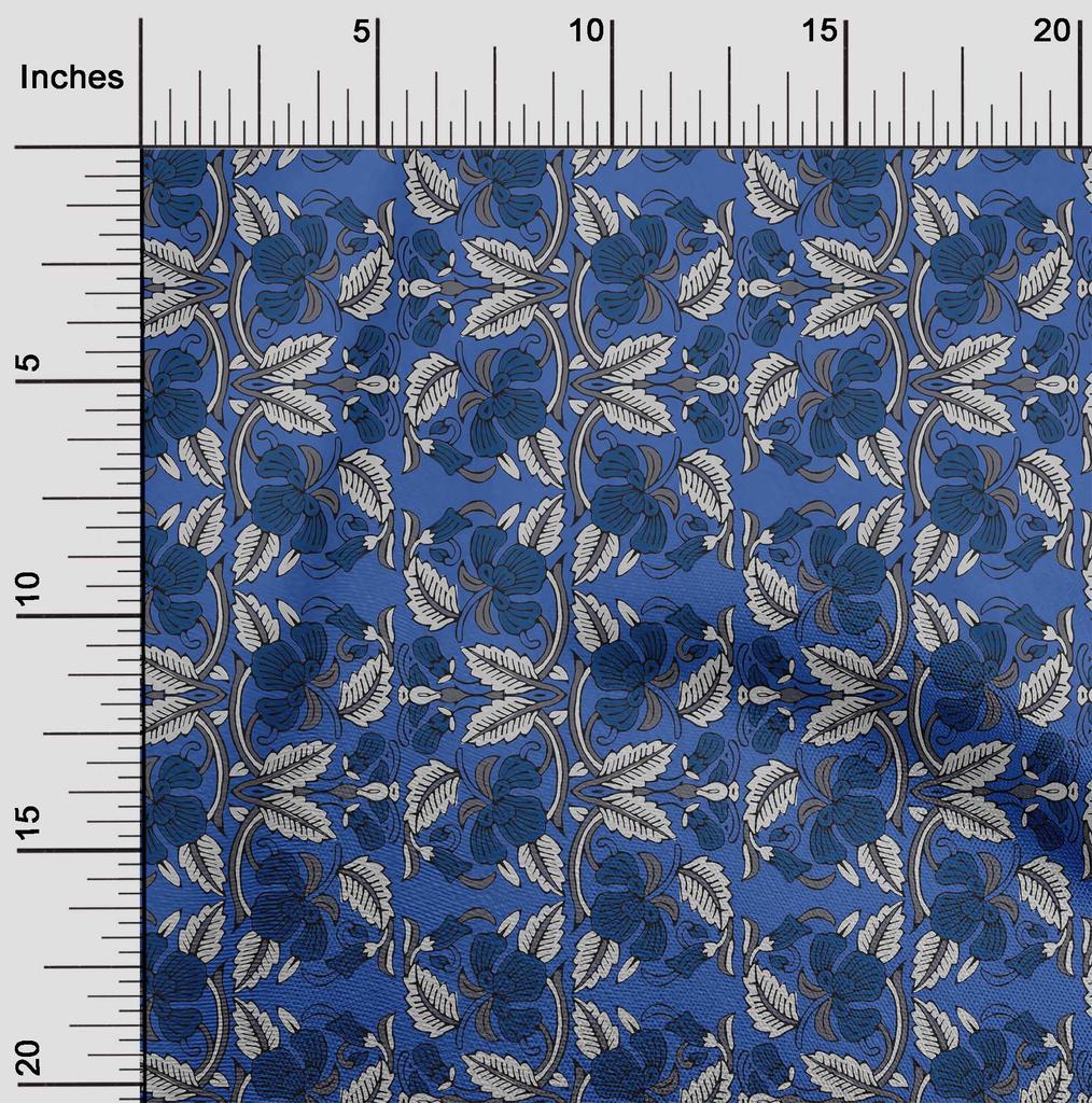 oneOone Bavlněná flexibilní tkanina s listy a květinovým blokem potištěná řemeslná tkanina BTY 40 palců