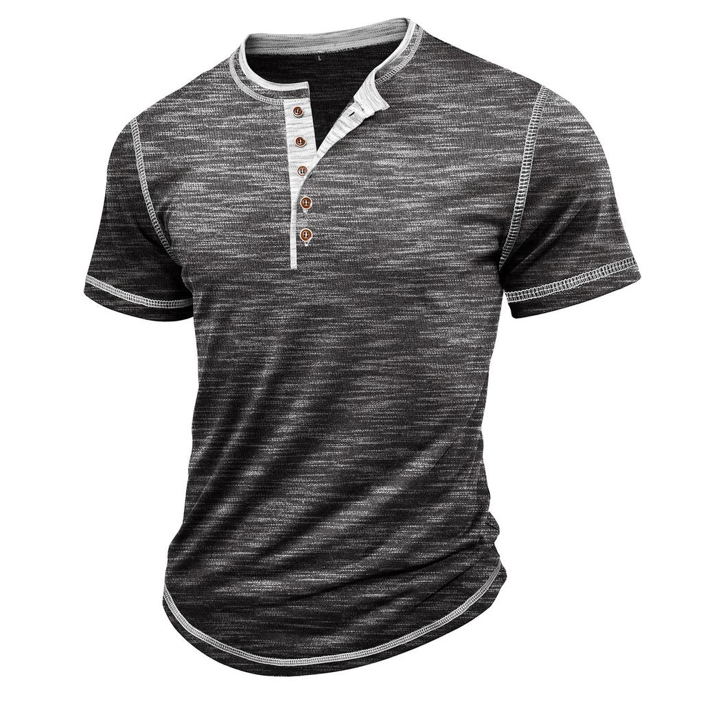 Herren Henley Shirts Color Blocked Kurzarm Rundhals Knopf Übergröße Lässig Täglich Sommer Herrenbekleidung Tops