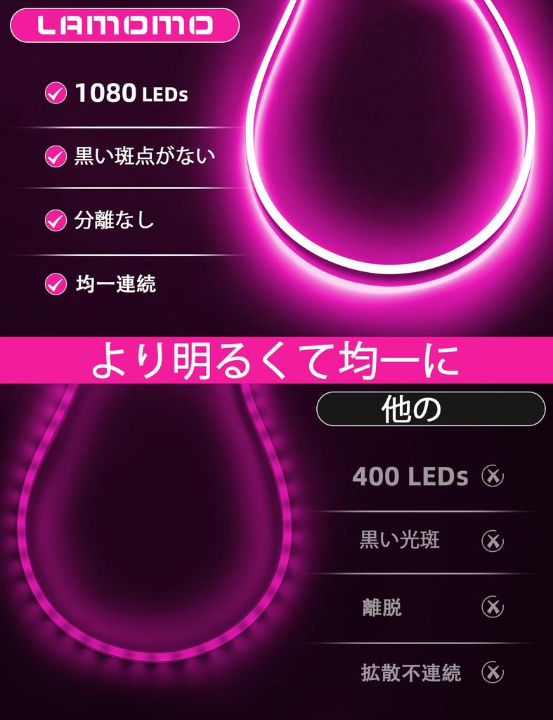 Lamomo 10M Dimmable LED Strip Light, Tube, Ambient Lighting, IP65 Waterproof, Cuttable, High Brightness, Neon Light, Bluetooth App & Remote Control,