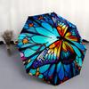 Colorful Butterfly Stained Umbrella, Portable 3-Fold Umbrella for Men & Women,Christmas Gift ES232