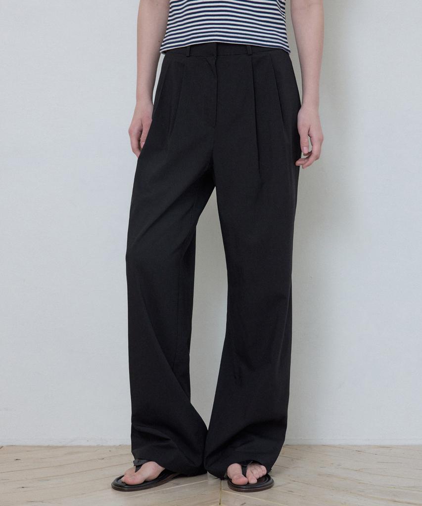 Wednesday Oasis For Woman W/Muse Double-Pleat Semi-Wide Pants_Black(W25-Pt04)
