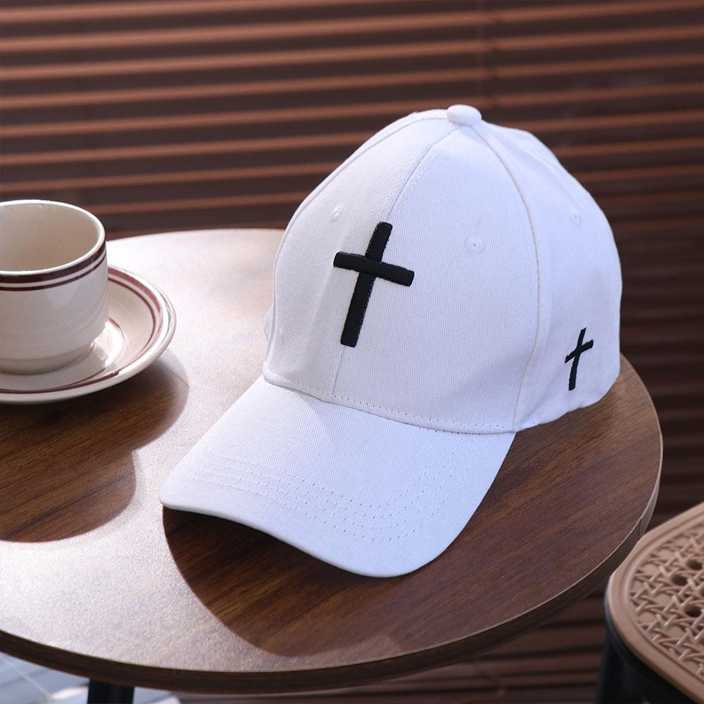 Cotton Cross Baseball Cap Casual Duck Tongue Cap Versatile Cross Embroidered Hat  Outdoor