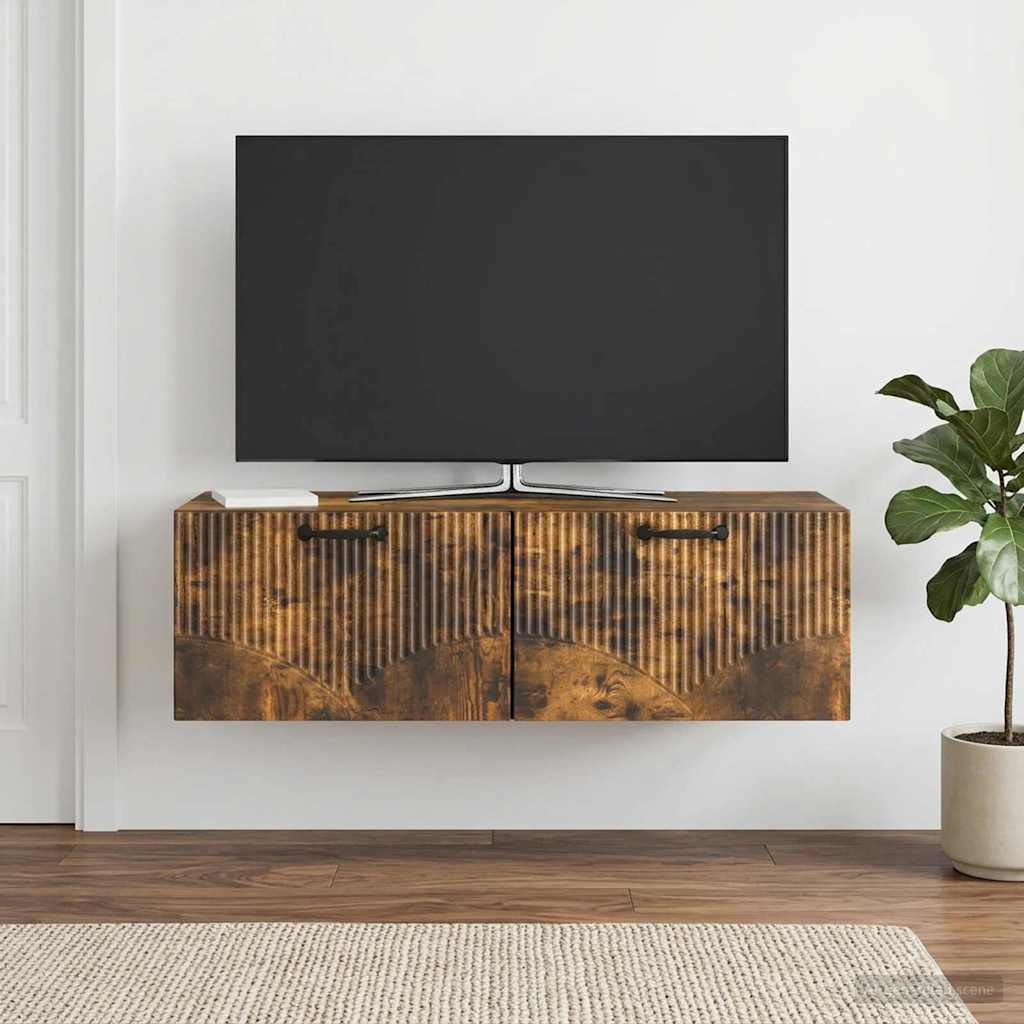 Wall Mounted TV Cabinet Smoked Oak 98 x 41 x 30 cm