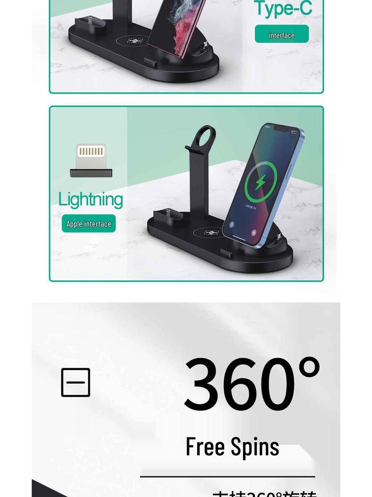 Certified 15W 3-in-1 Wireless Charging Stand for iPhone, Watch & Earbuds