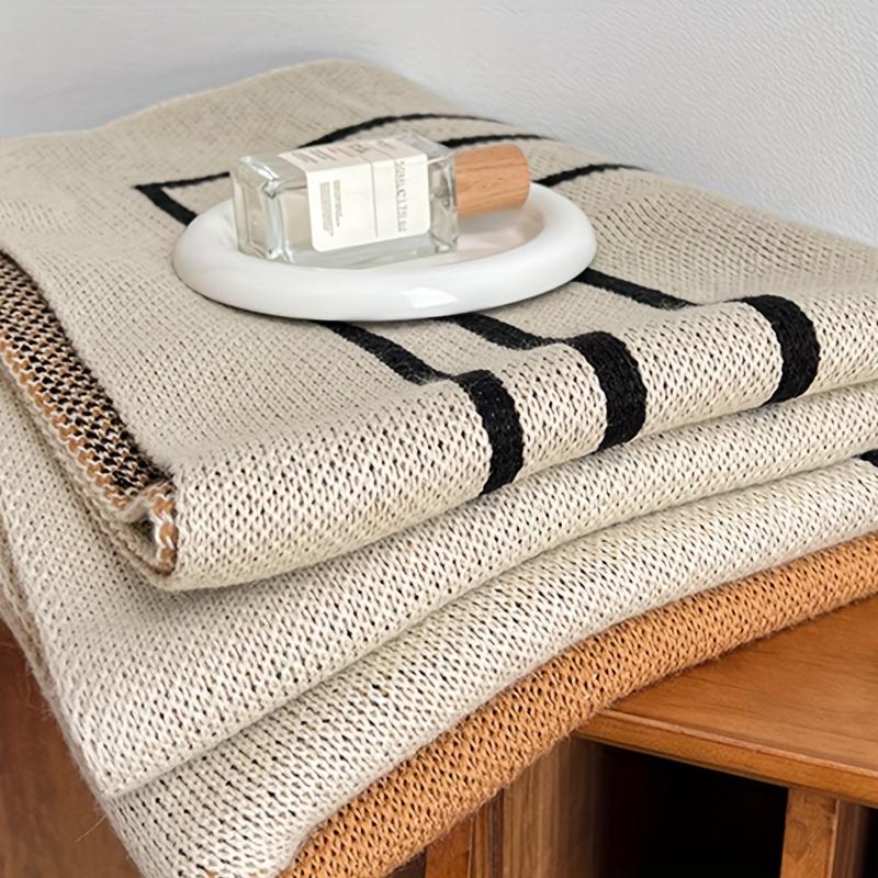 Vintage Geometric Knit Throw Blanket Soft Acrylic All Season Sofa Bed Office Nap Cozy Comfort Cold Nights Knit Construction