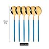 6Pcs Bunte Geschirr Besteck Löffel Set Langen Griff Spiegel Edelstahl Löffel Besteck Geschirr Küche Zubehör